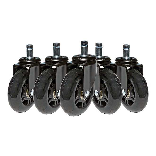 By Design 5 pcs 3-in Black Polyurethane Swivel Caster