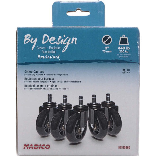 By Design 5 pcs 3-in Black Polyurethane Swivel Caster