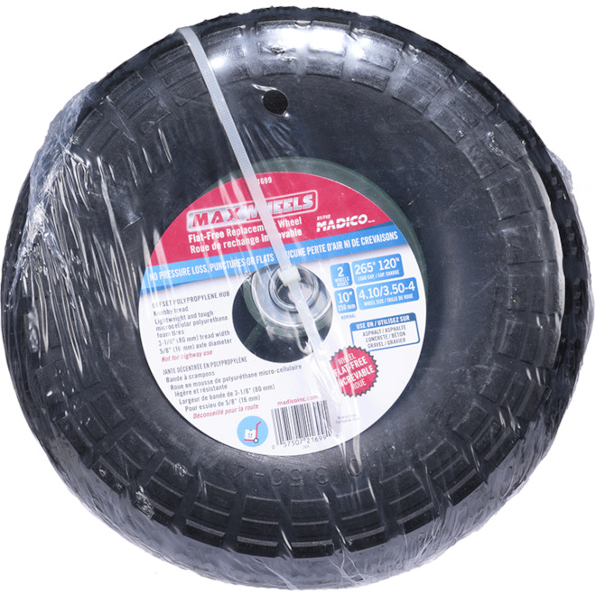 MAXWHEELS 2 pcs 10-in Black Polyurethane Hand Truck Wheel