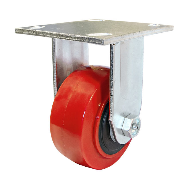 MADICO 4-in Red Polyurethane Rigid Caster w/ Plate