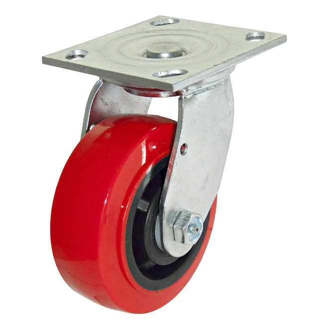 MADICO 5-in Red Polyurethane Swivel Caster w/ Plate