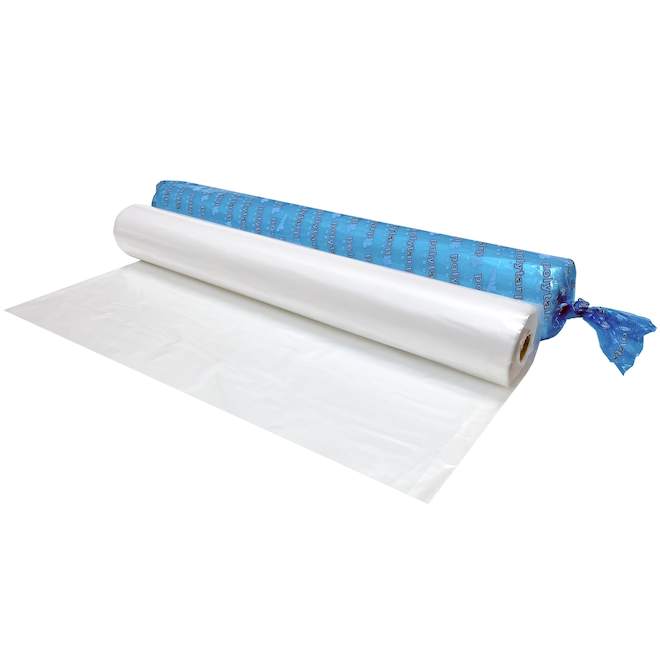 Toile plastique transparente travaux légers de Polytarp, 102 po x 1500 pi²