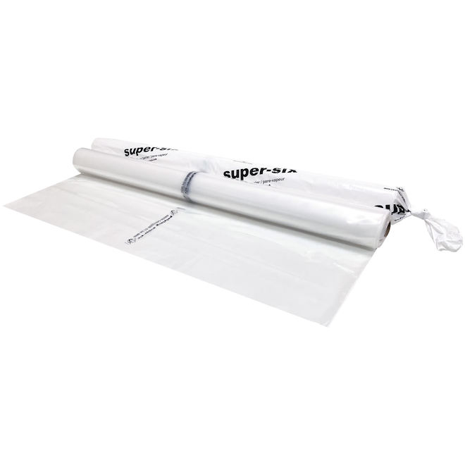 Pare-vapeur Super Six Polytarp en polyethylène 120 po x 1500 pi, transparent