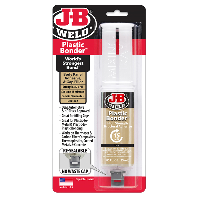 JB Weld Plastic Bonder Body Panel Adhesive And Gap Filler Syringe - 0.85 tube