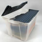 Bac avec couvercle à rabats, plastique, 45 l, clair/noir
