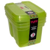 Boîtes de rangement en plastique 17 l, vert, paquet de 3