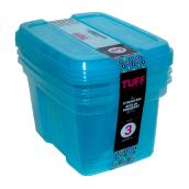 Boîtes de rangement en plastique 17 l, bleu, paquet de 3