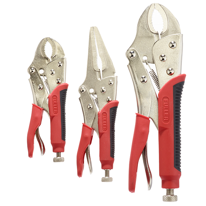 Set of 3 locking pliers - 5 to 9" - Red and Black