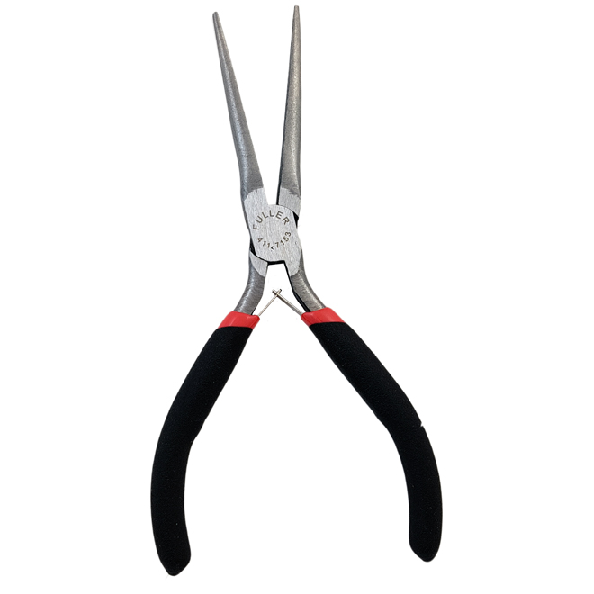 Fuller Steel Miniature Needle Nose Pliers - Black/Red - Cushioned Grip - 6-in  L 411-7153