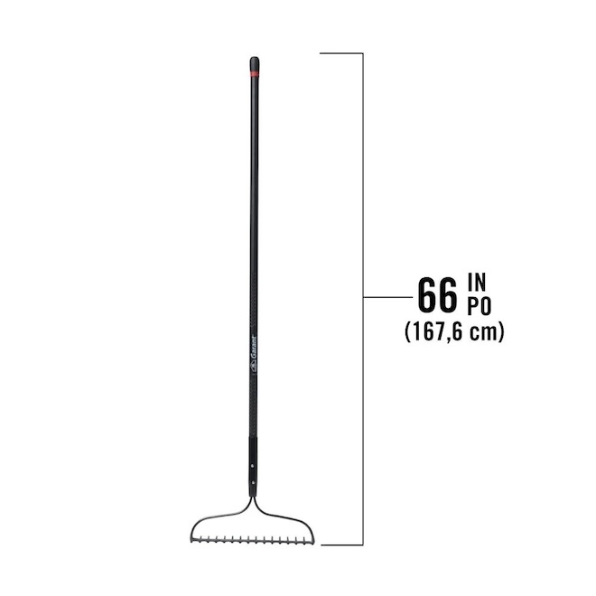 Râteau de jardin Garant de 66 po en acier forgé à manche en fibre de verre