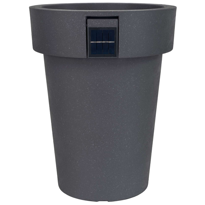 Garant Solar-Powered Planter 14-in with Built-in Lighting - Grey
