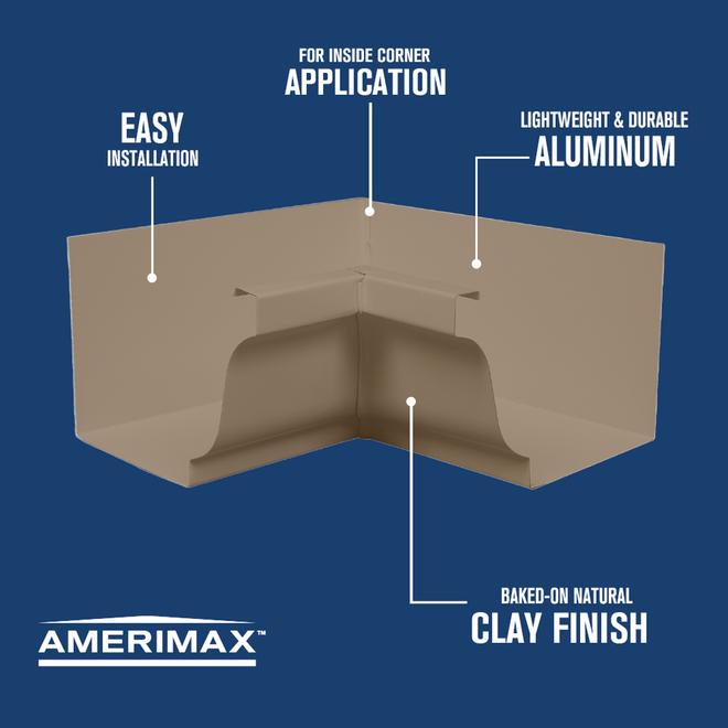 Amerimax 5-in x 7.5-in K Style Beige Aluminum Gutter Inside Miter/ Corner