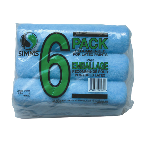Manchon de rechange Simms, emballage économique, polyester, pour peinture latex, 9 1/2 po l., paquet de 6