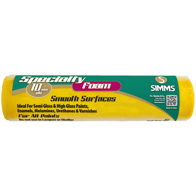 Simms Specialty Paint Roller Refill - Slit Foam - Use On Smooth Surfaces - 9 1/2-in W x 1 1/2-in dia