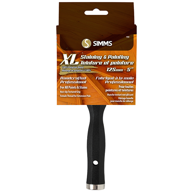 Simms Polyester Paint Brush - Plastic Handle - Extra-thick Synthetic Bristle - 5-in W