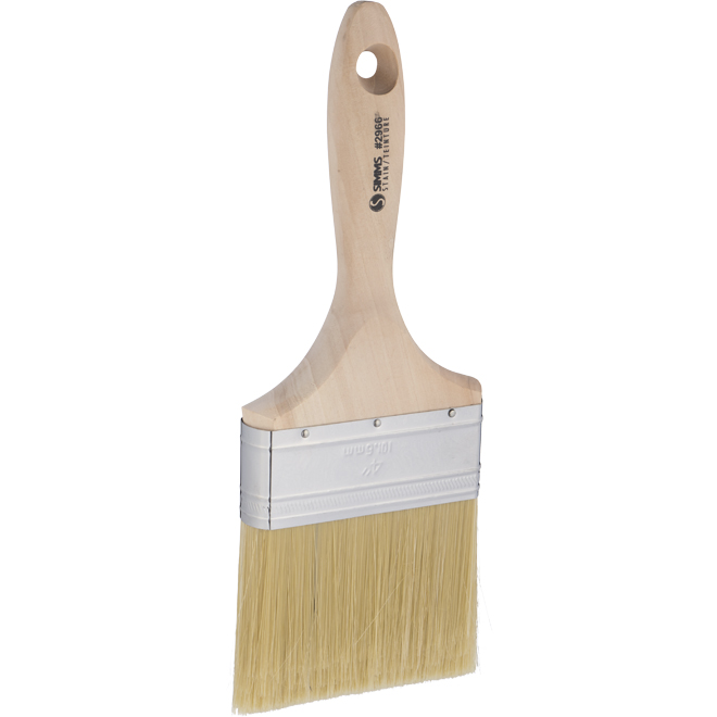 Simms Stain Paint Brush - Natural Bristle - Wood Handle - 4-in W