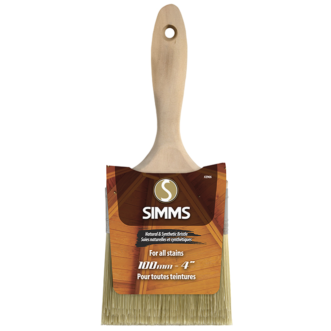 Simms Stain Paint Brush - Natural Bristle - Wood Handle - 4-in W
