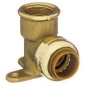 Aqua Dynamic Drop Ear 90° Elbow Lead-Free Brass Push-Fit - Copper Piping Application - Rust-Resistant - 1/2-in dia