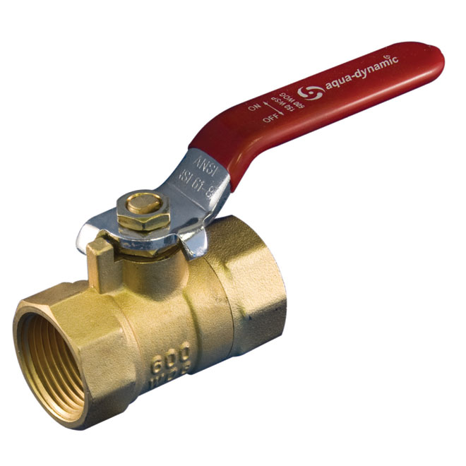 AQUADYNAMIC Ball Valve Straight Handle Brass 1" Threaded