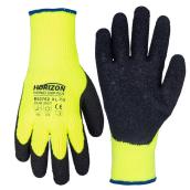 Horizon Men Black/Yellow Textured Latex Coated Work Gloves Extra Large Size