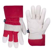 Horizon Men White/Red Cowhide Lined Works Gloves - Large