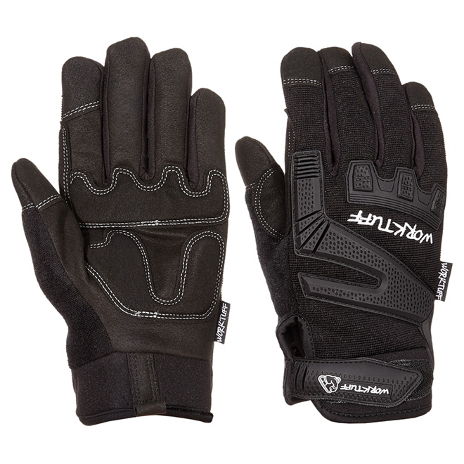 Men's Synthetic Leather Mechanic Gloves - Black - L