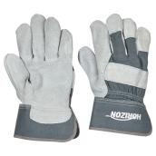 Gants de travail en cuir de vache refendu pour homme, gris, G