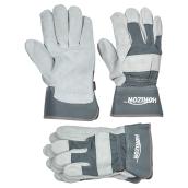 Men's Cow Split Leather Work Gloves - Grey - L - 3 Pairs