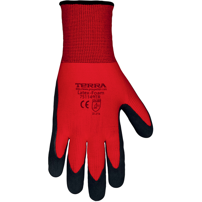Terra 2-Pair Red Medium/Large Male Nitrile Dipped Rubber Winter Work Gloves