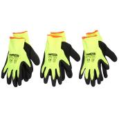 Men's Latex Coated Gardening Gloves - Lime - L-XL - 3 Pack