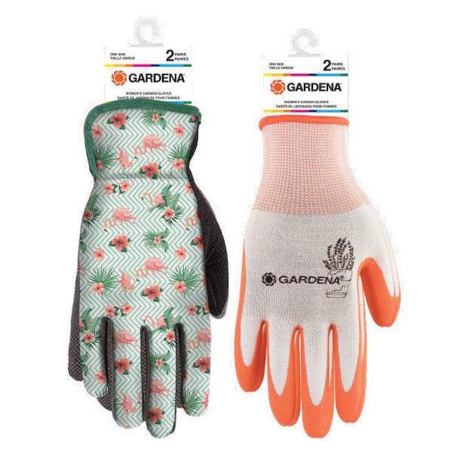 Paquet de 2 paires de gants de jardinage, couleurs assorties