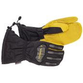 Split-Finger Leather Mitts - Large Size - Black and Yellow