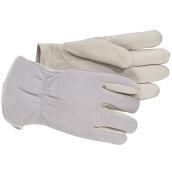 Leather Work Gloves - XL Size - Grey and White
