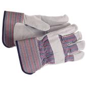 Gants de travail rayés en cuir, taille grande, paquet de 2