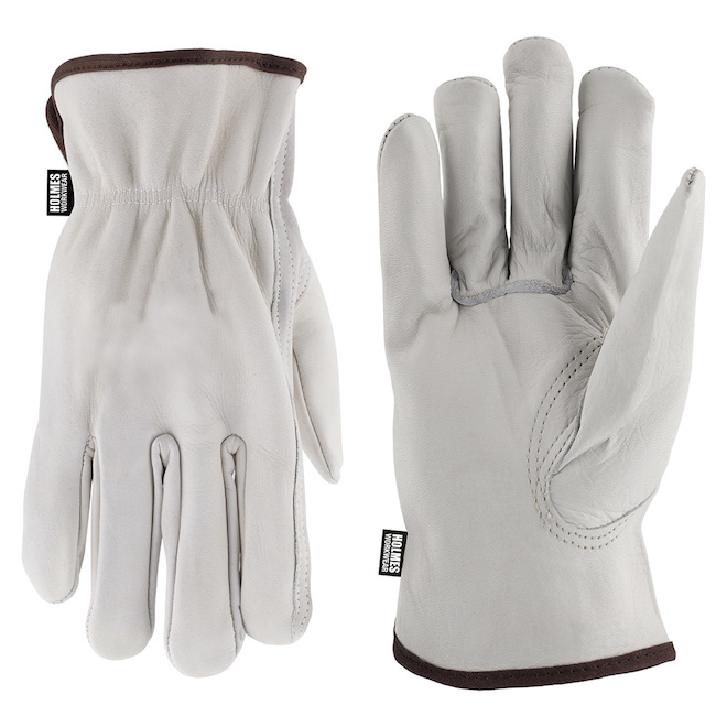 Holmes Off-White Leather Gloves for Men - Large B81378MHL