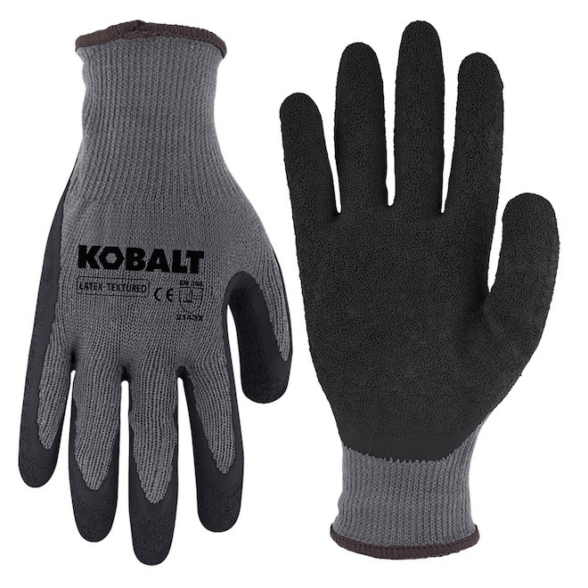 Gants multifonctions pour homme Kobalt polyester et coton gris recouvert de latex, grand