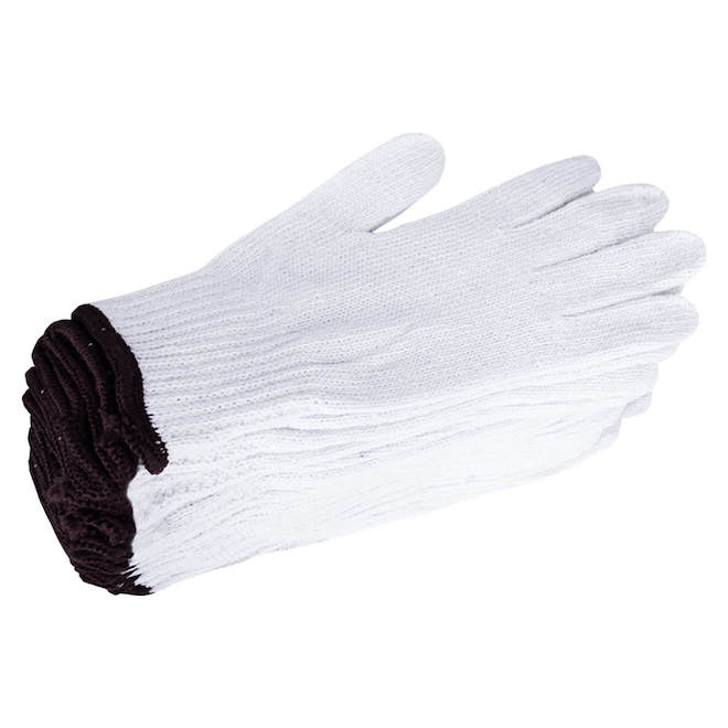 Holmes 12-Pair White Cotton/Polyester Men Work Gloves - Large Size