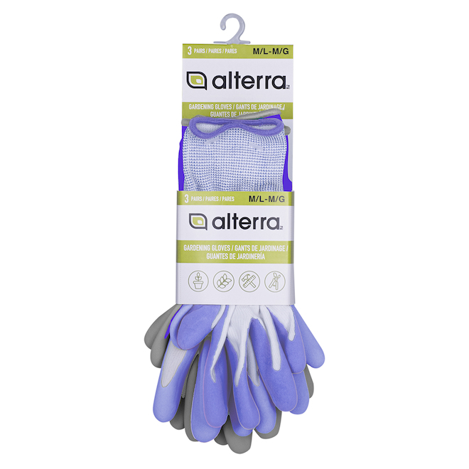 Alterra 3-Pair Medium/Large Latex Foam Dipped Assorted Women Gloves