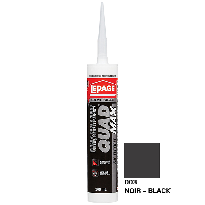 Lepage Quad Max Doors and Windows Sealant - For Indoor and Outdoor Use - Black - 280 ml