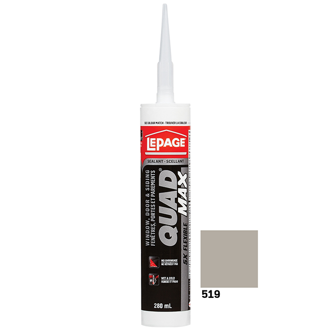 Lepage Quad Max Sealant - For Indoor and Outdoor Use - Mist Grey - 280 ml