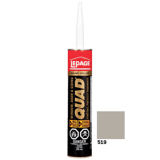 Lepage Quad Polymer Doors and Windows Sealant - Exterior - Weather-Resistant - Mist Grey - 295 mL