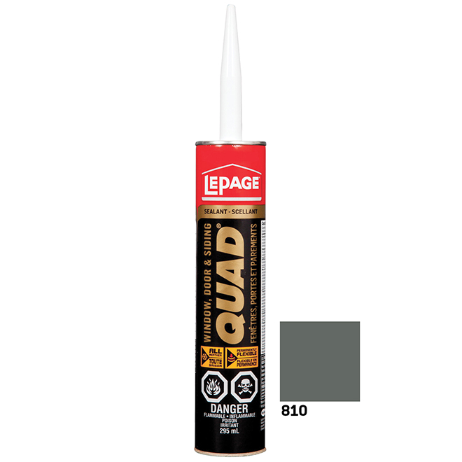 LePage Quad Polymer and Resin Doors and Windows Sealant - Weather-resistant - Granite - 295 mL