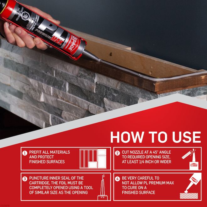 LePage PL Premium Max Polymer-Based Construction Adhesive Grey 266-ml