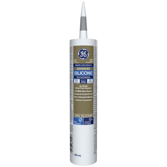 GE Advanced 298-ml Light Grey Silicone Sealant for Doors and Windows