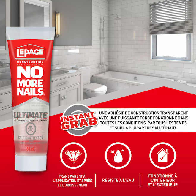 LePage No More Nails Construction Adhesive Crystal Clear - 80-ml