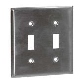 Eaton Toggle 2-Gang Switch Plate - Stainless Steel - Commercial - 4 1/2-in H x 4 9/16-in W x 7/32-in D