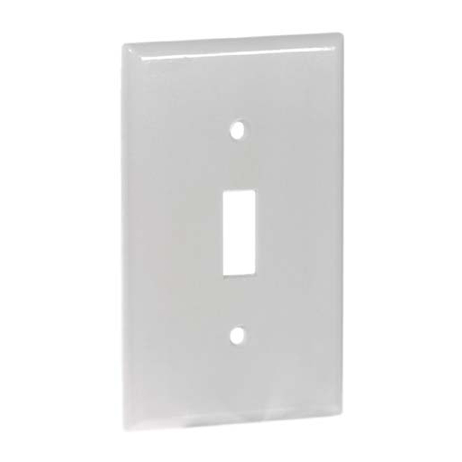Plaque d'interrupteur à bascule simple Eaton, thermodurci, blanc, 10 par paquet, 4 1/2 H. x 2 3/4 po l. x 7/32 po p.