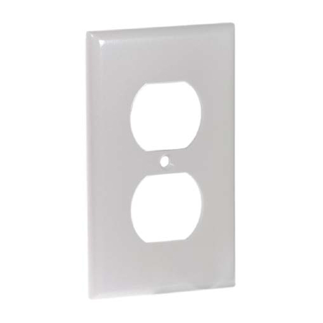 Plaque murale Eaton pour prise double, plastique blanc, 2 3/4 po l. x 4 1/2 po H.