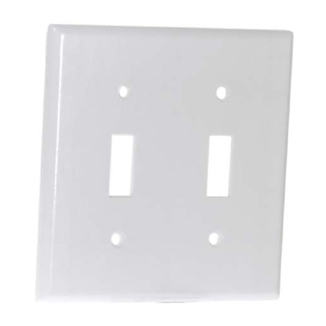 Eaton Standard 2-Gang Wall Plate - 2-Toggle Switch - White Plastic - 4 1/2-in W x 4 1/2-in H