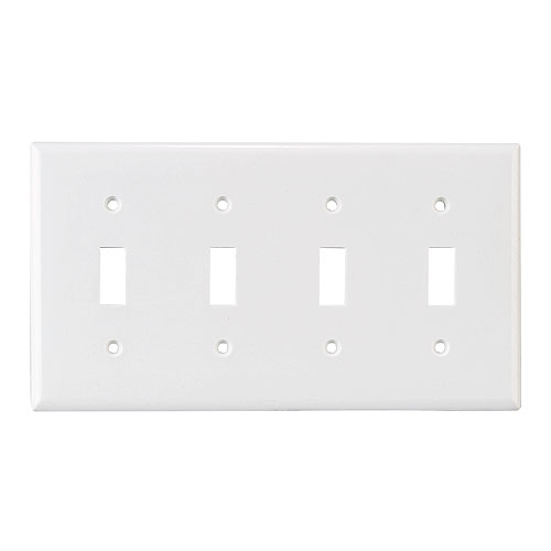 Eaton Standard 4-Gang Wall Plate - Toggle Switch - White Plastic - 8 3/16-in W x 4 1/2-in H